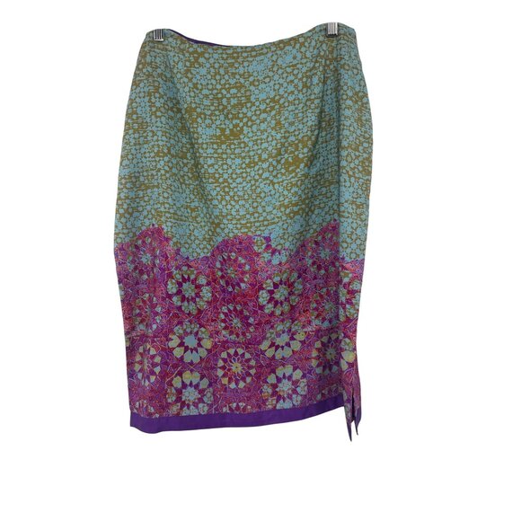 Harolds Womens Silk Skirt Size 12 Lined midi Geometric Floral Design size 12 - Picture 2 of 4